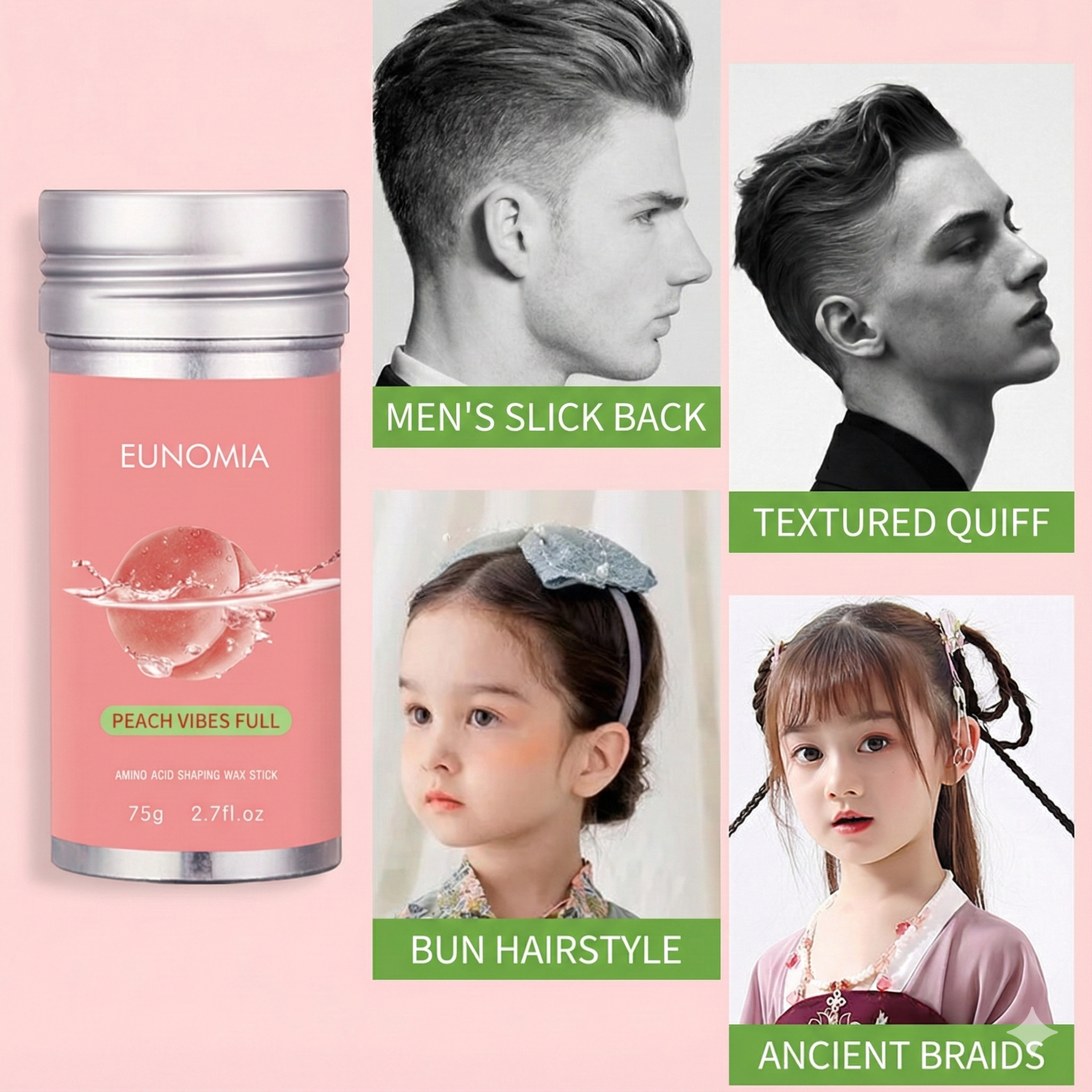 Peach Hair Wax Stick 75g Edge  - Edge Control Gel のレビューと価格