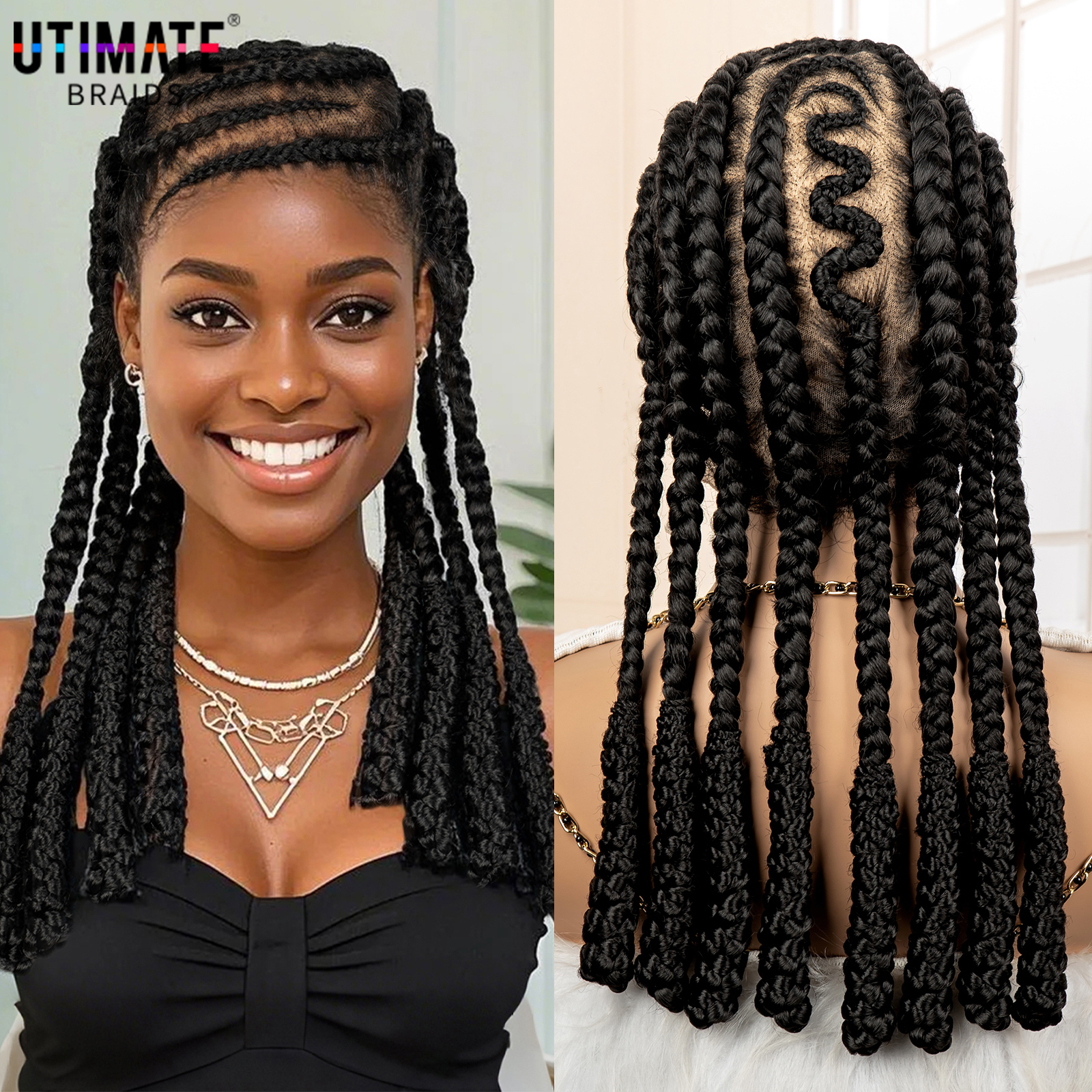 New Synthetic Afro Braided Wig - Braiding Hair Kanekalon のレビューと価格