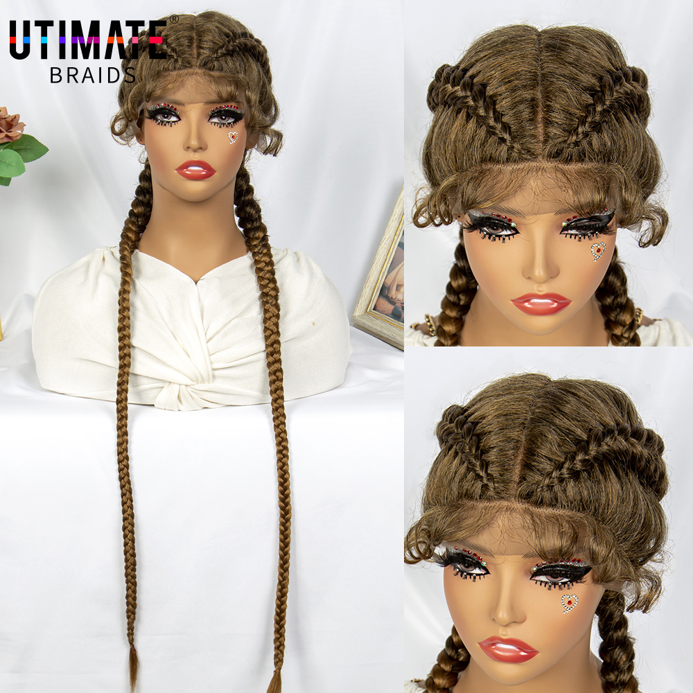Brown Synthetic Braided Wigs C - Braiding Hair Kanekalon のレビューと価格