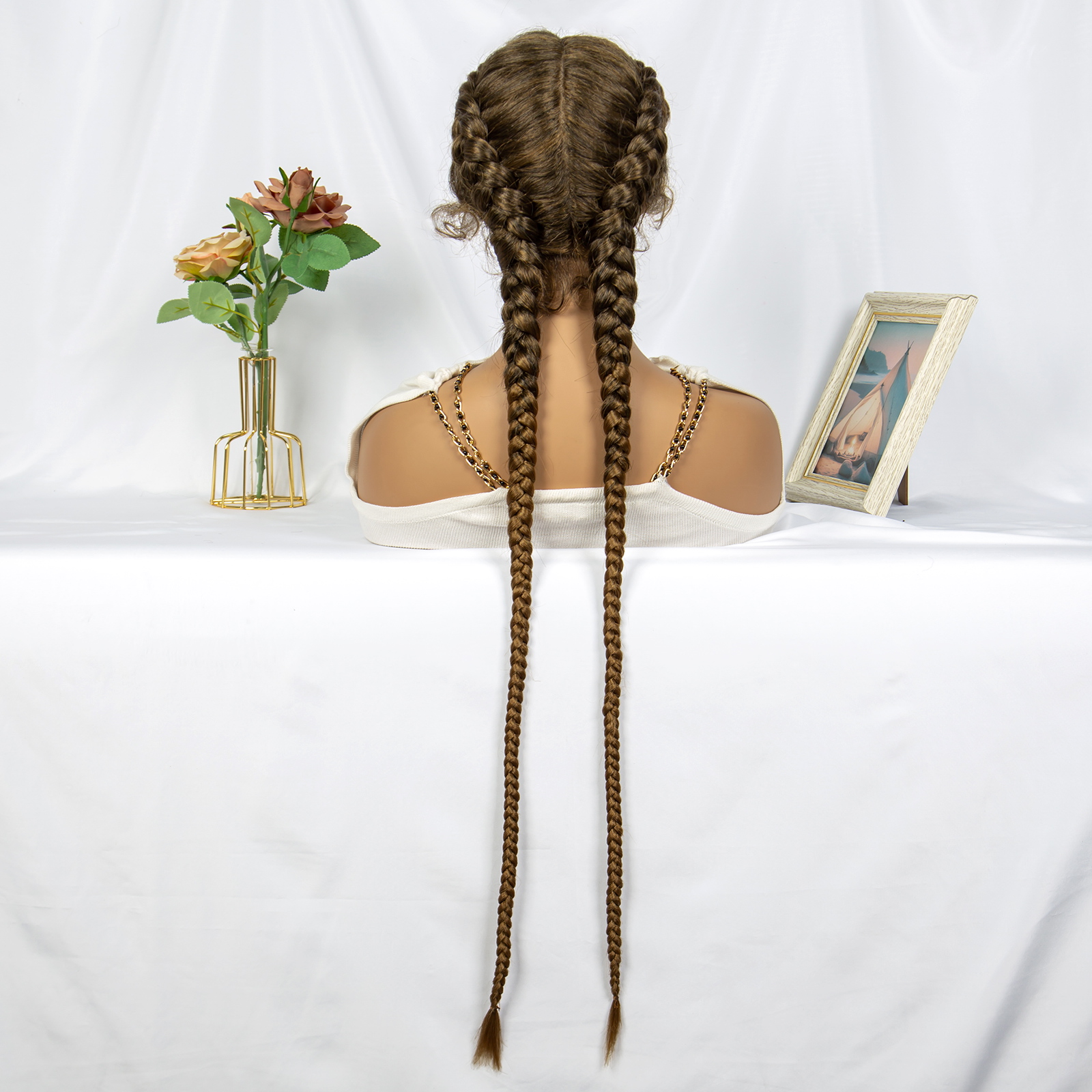 Brown Synthetic Braided Wigs C - Braiding Hair Kanekalon のレビューと価格